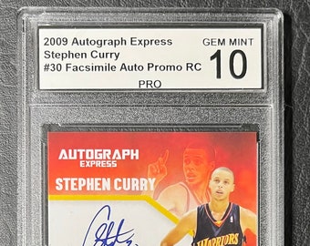 Tarjeta promocional facsímil de Stephen Curry Rookie n.° 30 de Autograph Express 2009 - Calificación PRO Gem Mint 10