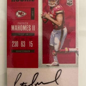 Patrick Mahomes 2017 Autógrafo Fac-símile "Vermelho" Rookie RP Card Kansas City Chiefs