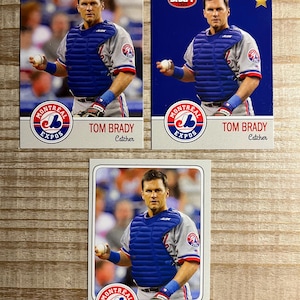 Tom Brady, Draft da MLB de 1995, Lote com 3 Cartões Comemorativos de Beisebol - Montreal Expos