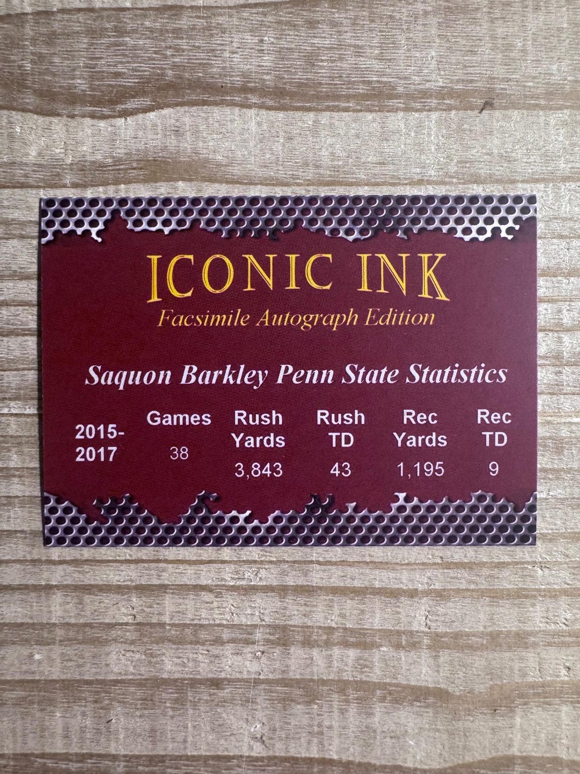 Iconic Ink Autographs Saquon Barkley 2018 Rookie Iconic Ink Autograph Facsimile Football Card ...
