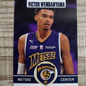 Carte de basket-ball recrue Victor Wembanyama 2022 Metropolitans 92