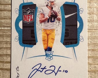 Tarjeta de fútbol americano de RP con autógrafo de novato de Justin Herbert 2020, con parche impreso facsímil - Los Angeles Chargers