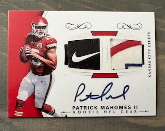 Patrick Mahomes 2017 RP Autograph Facsimile 2 Patch stampata Rookie Card Kansas City Chiefs