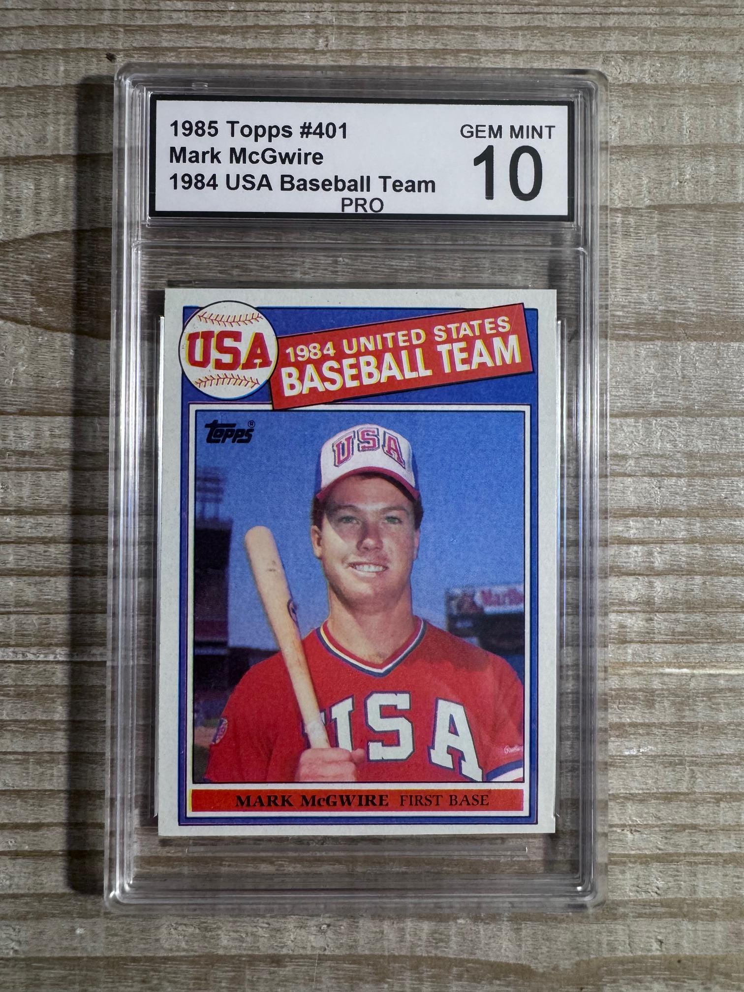 1984 USA Olympic Baseball★McGwire 証明書付 Mark Mcgwire Topps 1984 USA Baseball Team #104 PRO Graded Gem Mint