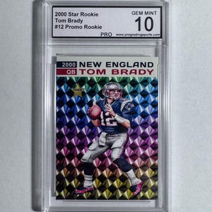 Carte de recrue promotionnelle Tom Brady 2000 Star Rookie New England Patriots 1 sur 1000 - GEM MINT 10