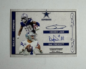 Dak Prescott & CeeDee Lamb (Rookie) 2020 Dual Threat Autograph Facsimile Football Card - Dallas Cowboys