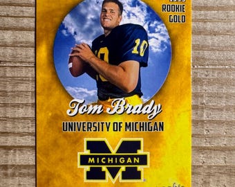 Tarjeta de fútbol americano universitario de novato dorado de Tom Brady de 1999 - Michigan Wolverines