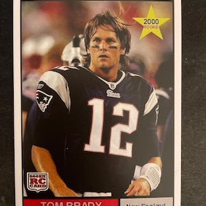 Cartão de futebol americano novato Kellogg's Cereal Star de 2000 de Tom Brady - New England Patriots