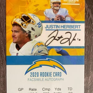 Justin Herbert 2020 Rookie Autogramm Express Auto Faksimile Football Karte - Los Angeles Ladegeräte