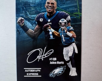 Jalen Hurts 2020 Rookie Autograph Express Facsimile Auto Promo Card Philadelphia Eagles