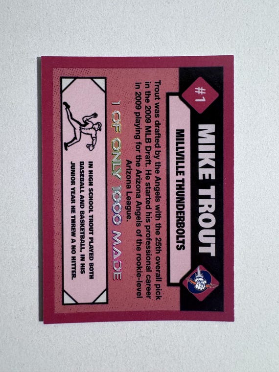 Mike Trout 2009 Millville Thunderbolts Limited Edition Star Rookie