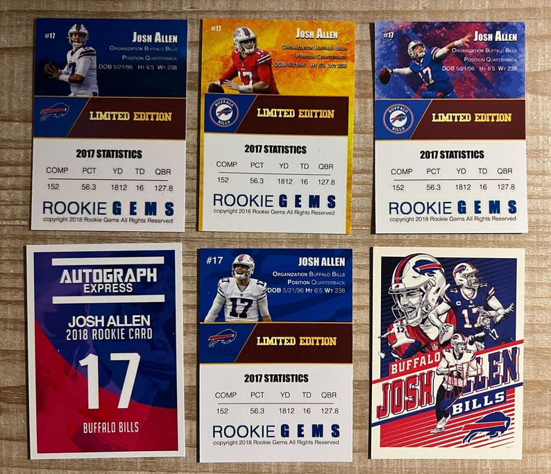 Josh Allen 2018 Lot of 6 Rookie Cards - Buffalo Bills - Etsy