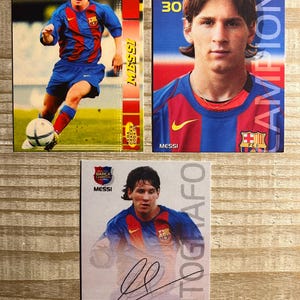 Messi 3 Card Lot including Autograph Facsimile Rookie RP Soccer (Football) Card
