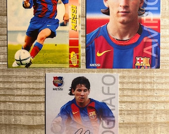 Messi 3 Card Lot including Autograph Facsimile Rookie RP Soccer (Football) Card