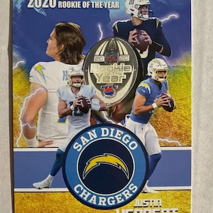 Justin Herbert 2020 Rookie of the Year Limited Edition Misprinted San Diego Charges Football Karte