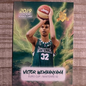 Carte de basket-ball Rookie Victor Wembanyama 2019 Nanterre 92 Lightning pour la Coupe d'Europe 2019 - Variante verte