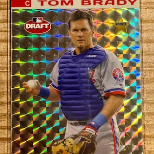 Cartão Refrator Comemorativo do Draft da MLB de 1995 de Tom Brady - Montreal Expos