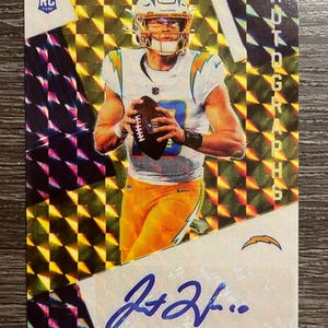 Carte de football RP style prisme en fac-similé, autographe recrue 2020 de Justin Herbert - Los Angeles Chargers