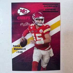 Tarjeta promocional facsímil de autógrafos de novatos de Patrick Mahomes 2017 de Kansas City Chiefs