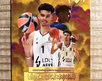 Tarjeta de baloncesto Victor Wembanyama Gold Lightning LDLC ASVEL Rookie 2021 Edición limitada