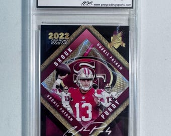 2022 Rookie Phenoms #13 Brock Purdy Gold Rookie Facsimile Auto Promo Card - Graded PRO Gem Mint 10