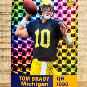 Tarjeta de fútbol americano universitario de novato estrella de Tom Brady de 1996 - Michigan Wolverines