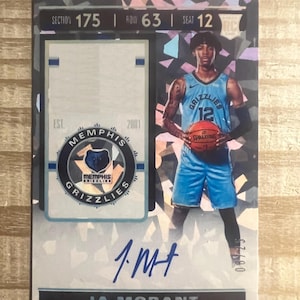 Ja Morant 2019 Rookie Autogramm Faksimile RP Basketball Karte - Memphis Grizzlies