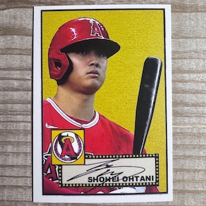 Shohei Ohtani #15 "Stile 1952" Autografo Facsimile Carta da Baseball Los Angeles Angels