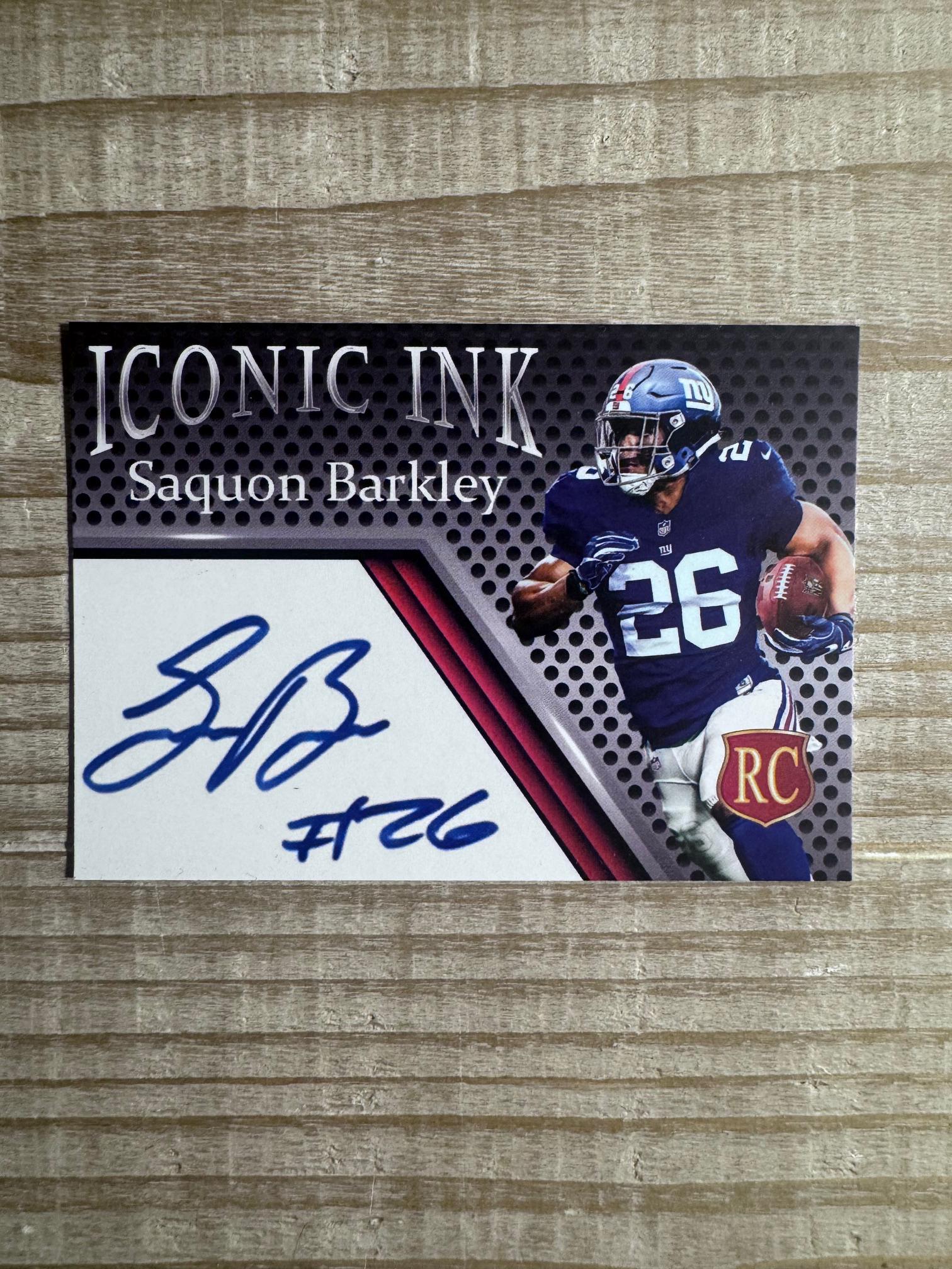 Saquon Barkley 2018 Rookie Iconic Ink Autograph Facsimile Football Card New  York Giants