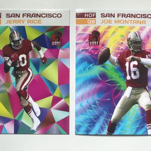 Joe Montana e Jerry Rice Lote de 2 cartões do Hall da Fama do Futebol - San Francisco 49ers