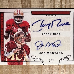 Joe Montana & Jerry Rice 2016 Autogramm Faksimile RP Karte - San Francisco 49ers