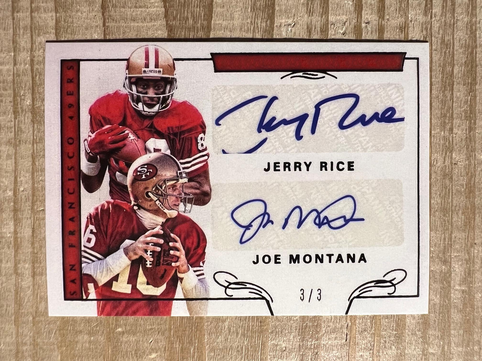 Joe Montana & Jerry Rice 2016 Dual Autograph Facsimile RP Card