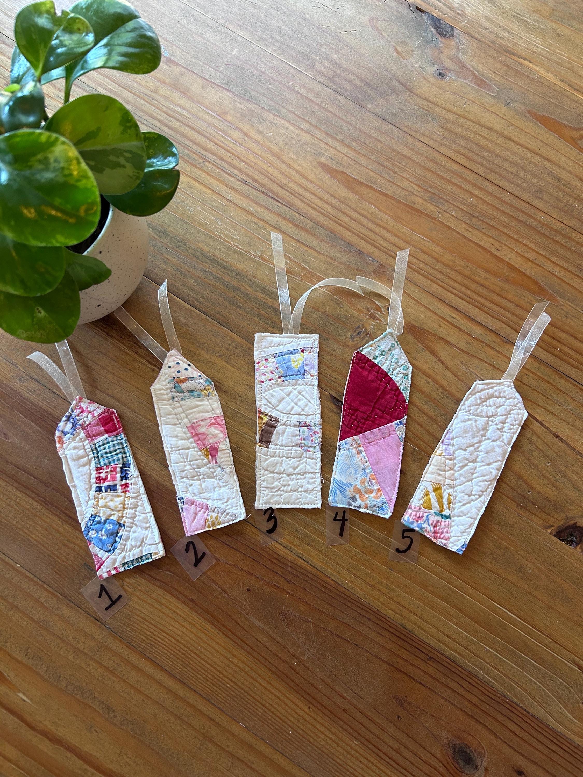 Upcycled Quilted Bookmark: Vintage Fabric Page Keeper With Ribbon - Etsy