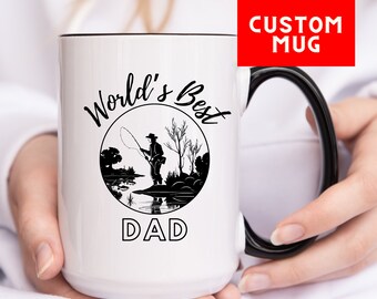 'S Werelds beste vader vismok voor Vaderdag gepersonaliseerde mok voor visliefhebber cadeau voor papa aangepaste mok voor Vaderdag cadeau voor echtgenoot