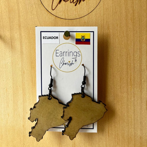 Country maps earrings, Ecuador earrings, gifts for her