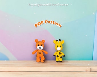 Crochet PATTERN Tiger, Giraffe, Amigurumi tutorial PDF in English, crochet tiger crochet giraffe crochet pattern Christmas gift Baby shower