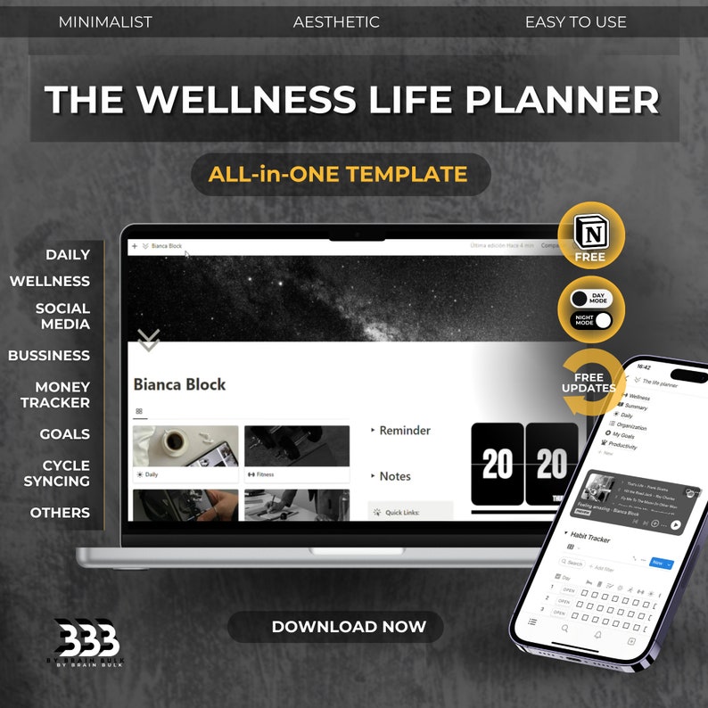Notion Template the Wellness Life Digital Planner 2024 All in One ...