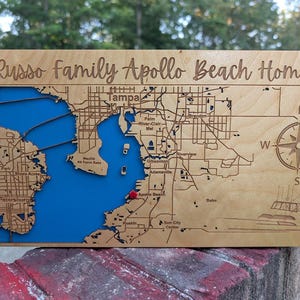 Magnetic Key Holder For Wall, Custom Wooden Location Map