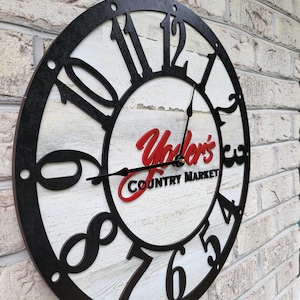 Personalized Wooden Wall Clock 19.75&quot; - Custom Text & Logo