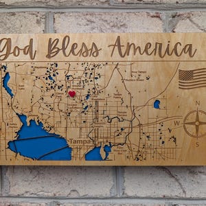 Magnetic Key Holder For Wall, Custom Wooden Location Map