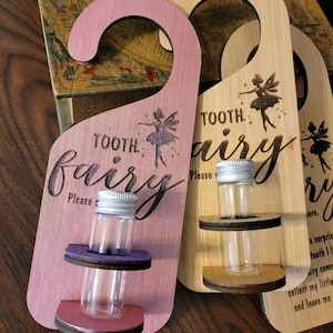Tooth Fairy Door Hanger with keepsake bottle, add your text or logo