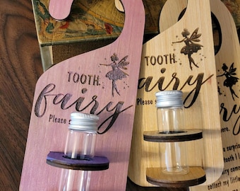 Tooth Fairy Door Hanger with keepsake bottle, add your text or logo