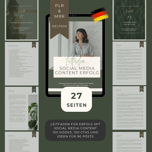 Ebook Social Media Content Success German | Canva template as a guide including Master Resell Rights and PLR | Passive income
