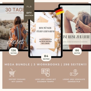 E-Book Bundle Mindfulness, Manifestation and Planning Ahead | Canva Template as a PLR Guide | Done for you - Workbook in German