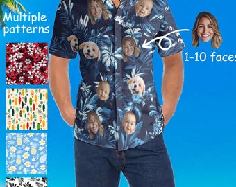 Custom Hawaiian Shirts with Faces, Custom Faces Shirt, Unisex Shirts, Customized Logo Picture Shirts for Men Women, Party/Holidays/Vacation