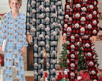 Custom Faces Pajamas Sets, Matching Christmas Pajamas, Personalized Funny Pjs for Family, Cute Picture Long Sleeves Top Pants, Xmas Gift
