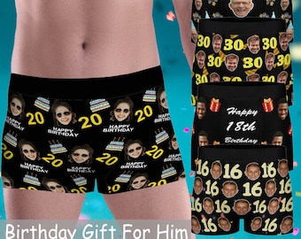 Personalized Face Boxer Briefs For Men, Photo Underwear With Face, Custom Picture Underpants, Funny Birthday Gift for Him