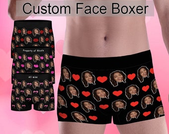 Gepersonaliseerde gezichtsboxershort voor mannen, grappig ondergoed met gezicht, fotoboxers, aangepast huwelijkscadeau voor bruidegom, gekke boxers voor papa