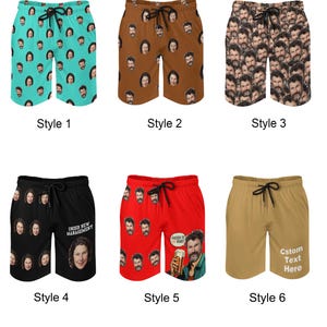 Custom Face Beach Shorts, Face Photo Swim Trunks, Personalized Picture Swimwear, Mens Quick Dry Swim Suit with Pockets, Bachelor party Gift image 5