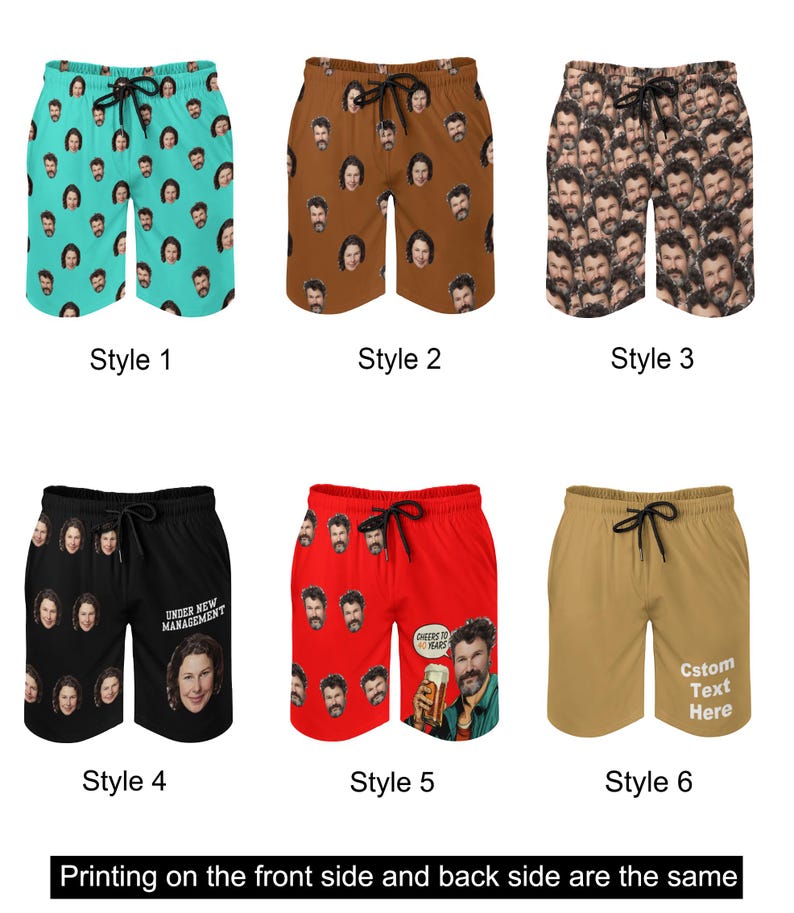 Custom Face Beach Shorts, Face Photo Swim Trunks, Personalized Picture Swimwear, Mens Quick Dry Swim Suit with Pockets, Bachelor party Gift image 5